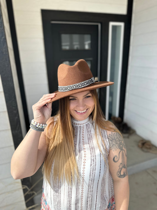 Wide Brim Hat with Small Aztec Band