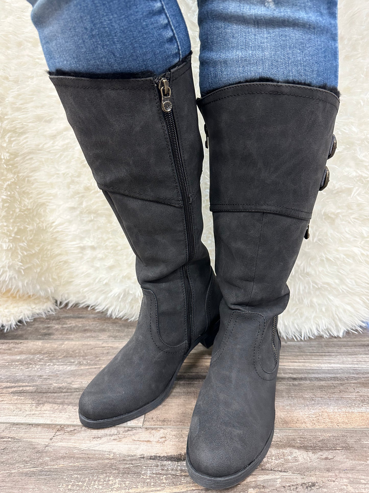 Black Suede Tall Boot