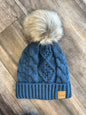 Kids Cable Knit Pom Beanie