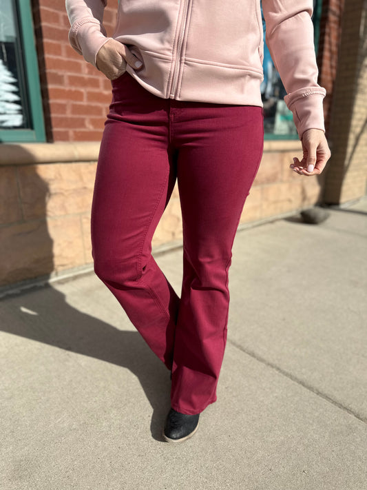 Wine Bootcut Jeans