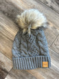 Kids Cable Knit Pom Beanie